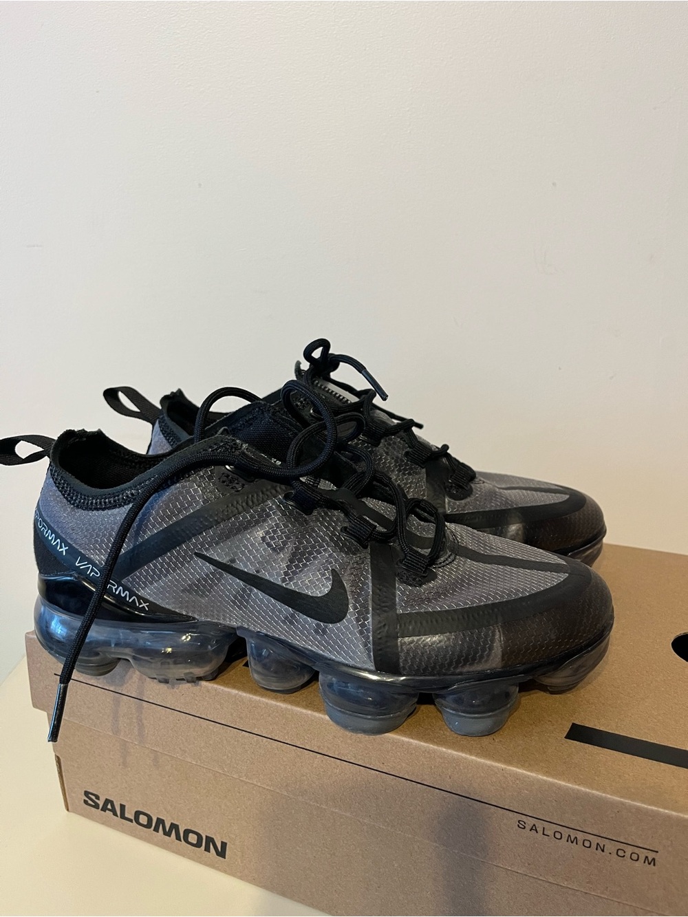 Nike Black and Charcoal VaporMax Running Shoes
